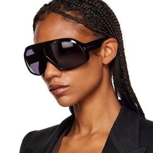 Tom Ford Black Shield Sunglasses with Gradient Lenses
